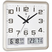 北极星(POLARIS)挂钟 静音石英钟万年历 14英寸 6825金色普通款