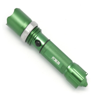 尤利特 二级缓冲功能救生锤 三档调光变焦强光手电筒 绿色