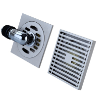 潜水艇(Submarine)LTK40X1 铜质防臭地漏套装 镀镍拉丝面 40/50管径超薄通用型地漏