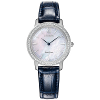 西铁城(CITIZEN)光动能蓝色小牛皮表带时尚精致复古女表EX1480-15D