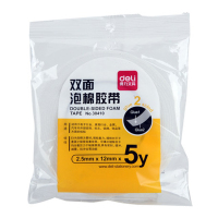 得力(deli)标准配件30410EVA泡棉双面胶带12mm*5y*2.5mm(白)5卷