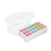 美之扣bg12中层3层冰格自制带盖制冰盒模型家用小做冰格的网红商用速冻器冰箱冻冰块模具 中格3层 63格2.8L密封盖