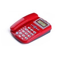 中诺(CHINO-E)C028有绳电话机座机办公家用座式固话摇头翻盖式屏幕来电显示 红色