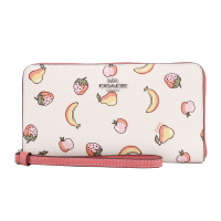 COACH 蔻驰 奢侈品 欧美时尚女士白色印花皮革长款钱包手包