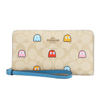 COACH 蔻驰 奢侈品 欧美时尚女士浅卡其色人造革长款钱包手包