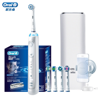欧乐B（Oralb）电动牙刷 成人3D声波震动智能牙刷礼盒 内含计时器 极光白 iBrush10000 博朗精工