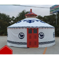 蒙古包农家乐帐篷 大型草原蒙古包餐饮帆布帐篷(白色直径三米)