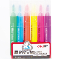 得力(deli)33111荧光笔混色(6支/盒)荧光笔涂改笔标注标记彩色涂鸦笔水彩笔荧光笔5盒组