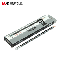 晨光(M&G)AWP30801 HB六角银黑抽条铅笔 木质铅笔带橡皮头 12支