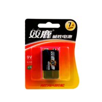 双鹿 6LR61 9V碱性电池 适用于仪器仪表/万用表/话筒/麦克风/对讲机/报警器 1粒卡装