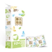 清风 卷纸 原木就你 4层110克*12卷四叶草立体压花卷筒卫生纸巾厕纸手纸