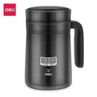 得力（deli） 6148 保温杯 450ml 不锈钢 大容量水杯 深灰色