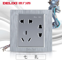 J德力西(DELIXI)CD760拉丝银 七孔插座 开关插座面板 单个装