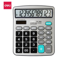 得力(deli)双电源宽屏办公桌面计算器 银白色1653