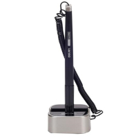 得力(deli)0.5mm商务办公桌面台笔 可粘贴台式中性笔单支 6796灰