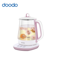 doodo杜多 养生壶HP001 茱萸粉1.5L多功能电热水壶高硼硅玻璃壶 隐藏式温控家用办公室炖煮茶304不锈钢加热环