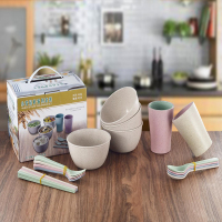 幸福一家人 小麦秸秆餐具套装MY-009 （5套装）