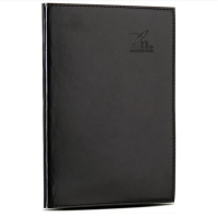 得力(deli)25K96张中档款会议记录本 软抄皮面本 商务黑3191