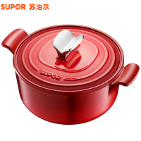 苏泊尔J(SUPOR) FLT22A1 经典圆形炖锅 樱花红 珐琅铸铁锅