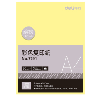 得力(deli)7391-A4彩色复印纸浅黄色手工卡纸 80g 100张/包 单包装