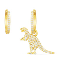 APM MONACO 周冬雨明星同款 不对称镶晶钻恐龙黄色耳环 AE10238OXY
