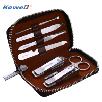 韩国进口指甲刀套装 KB703深啡 指甲剪平口指甲钳