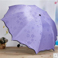 遇水开花晴雨两用防晒黑胶伞 B2B商品 GY 100起订