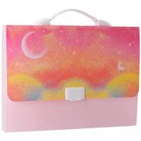 得力5857风琴包A4多层公文包 红