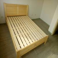 一利 双人床 简约现代松木床 1.5m*2.0m 原木实木双人床双人床(不带床垫)HB