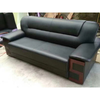 一利 2米长的沙发 办公家具办公沙发 商务沙发简约现代 皮沙发 黑色HB