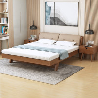 一利 全实木床 成人床 简约现代橡木 + 椰棕床垫棕垫棕榈硬棕 床垫 一套 HB