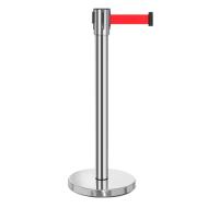 3M不锈钢一米线栏杆座隔离带警戒线伸缩活动围栏5米警示伸缩栏杆4孔 红色带