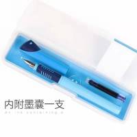 得力A907学生矫姿钢笔(可擦纯蓝/笔壳玫红)(1支/盒)