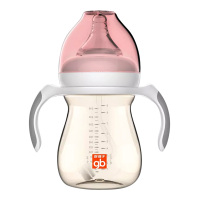 好孩子母乳实感宽口径握把吸管PPSU奶瓶小饿魔系列240ml-粉红*2、粉蓝*2
