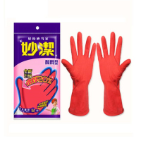 妙洁(MIAOJIE) 耐用型喷绒里防水手套巧护型橡胶手套 一双 L大号
