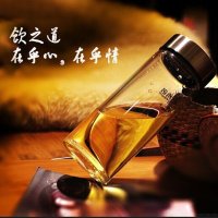 希诺 XN-6015单层玻璃杯 加厚带盖茶水杯高档水晶杯耐热便携防漏玻璃杯子250ml