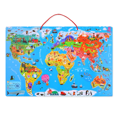 JoanMiro美乐世界地图拼图儿童益智木质玩具早教智力磁性磁力装饰挂图拼图 世界拼图