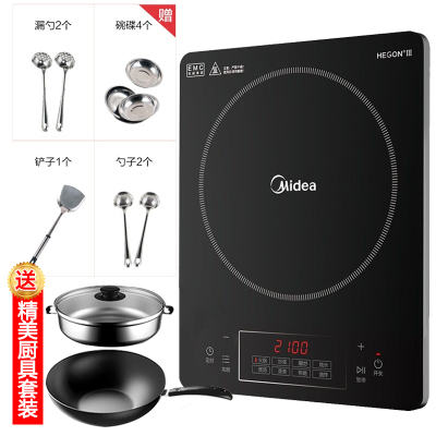 美的(Midea)电磁炉家用迷你节能多功能爆炒大功率火锅一体小型电池炉 黑色Simple101