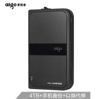 爱国者(aigo)4TB USB3.0 移动硬盘 HD816 黑色 多功能无线移动硬盘 机线一体