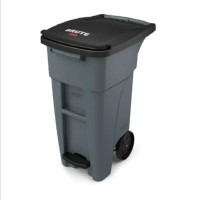 乐柏美 Rubbermaid 1971944 BRUTE带踏板可推式垃圾桶 灰色 120L 1个