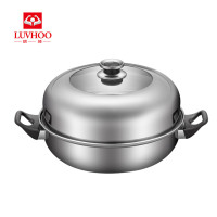 朗赫香飘飘-火锅 组合玻璃锅盖不锈汤蒸两用火锅 28cm 本色LH-HG01 火锅