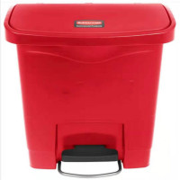 乐柏美 Rubbermaid 1883563 前踏式塑料踏板式垃圾桶16L 红色 1个