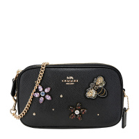 COACH 蔻驰 奢侈品 女士黑色皮革单肩斜挎链条包 F72887 IMBLK