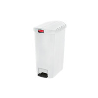 乐柏美 Rubbermaid 塑料侧踏板式垃圾桶30L,白色