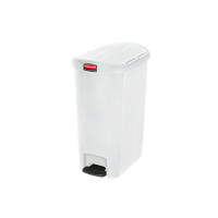 乐柏美 Rubbermaid 塑料侧踏板式垃圾桶50L,白色