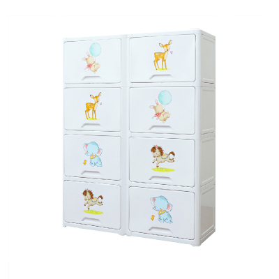 Yeya也雅双排收纳柜塑料儿童衣柜玩具储物柜子宝宝自由组合多层翻盖柜 柔软时光2排*4层 WJ-85004