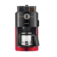 飞利浦PHILIPS咖啡机家用磨豆机全自动磨粉机双豆槽带预约功能非胶囊咖啡壶炫光红HD776250