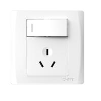 正泰(CHNT)NEW7V系列J一开单控三孔插座16A 象牙白 开关插座面板