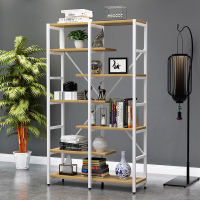 鑫环境 客厅置物架铁艺书架隔断收纳架钢木置物架铁艺隔断工艺品展示架办公室屏风书架家用客厅多层花架支持定制