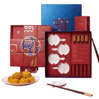 大吉祥中秋 禧福(箸意·禧福筷碟组合 华美·流心月饼流心奶黄 流心芝士 流心榴莲)